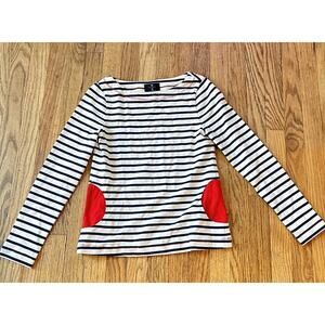 Lisa Perry XS Stripped 100% Cotton Red Pocket Tunic Sweater Nautical Heritage